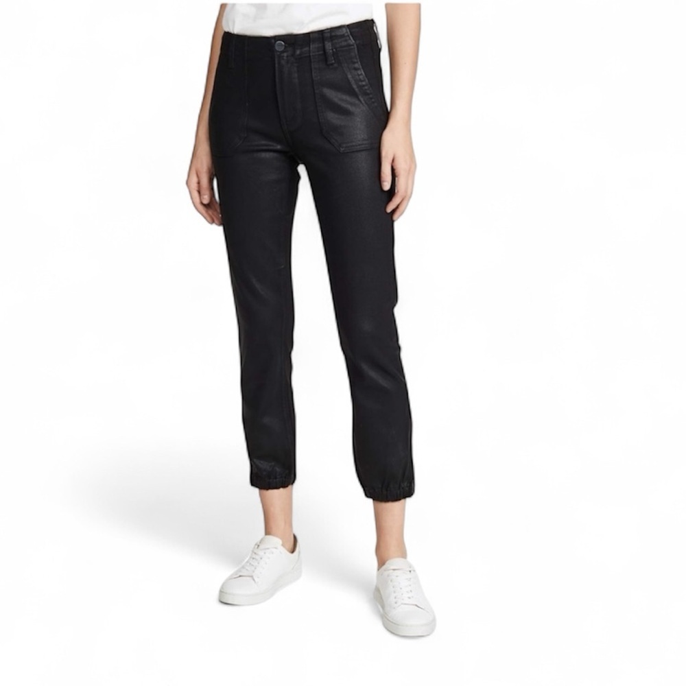 Paige Mayslie Coated Jogger Shiny Black Pants